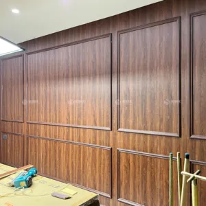 经典复古棕色木纹流行彩色室内空间装饰室内平板wapc墙板