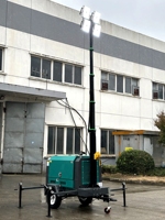 Tour d'éclairage mobile certifiée CE ISO EPA avec générateur diesel silencieux 7kw 10kw 15kw 20kw efficacité groupe électrogène d'éclairage extérieur