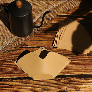 Home bar/cafe PU leather <b>coffee</b> <b>filter</b> holder, can hang pour-over <b>coffee</b> <b>filter</b> paper storage cover - Product Image 2