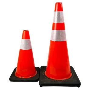 H75cm Road Construction Safety Traffic Cones High Reflective Flexible PVC Road Cone and black base