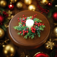 Nouveau Bougie Anneau Accent Artificielle Arbre De Noël Baies Rouge Berry Pin Fleur Pin Branches Couronnes pour La Décoration De La Maison
