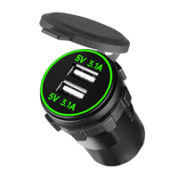 Chargeur rapide USB double 3.1A DC 12V 24V pour voiture, étanche avec LED et cache anti-poussière pour bateau, camping-car, moto, camion, yacht, VTT, camping-car