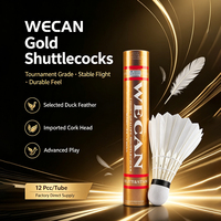 Volant de badminton WECAN Gold Premium en plumes de canard, 2 couches, durable, écologique, haute élasticité, pour les sports de badminton professionnels