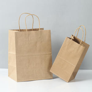 Custom logo <strong>Plain</strong> Brown Kraft Paper <strong>Bags</strong> with Flat <strong>Handles</strong> 12x7x12 Inches - Product Image 5