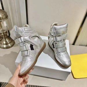European and American Style Invisible <b>Height</b>-<b>increasing</b> Women's Sports <b>Shoes</b> Wedge Heel Genuine Leather High-top Casual <b>Shoes</b> - Product Image 4