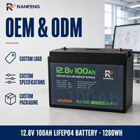 Grosir RANFENG 12.8V 100Ah LiNiMnCoO2 Paket Baterai Lithium 300 Siklus 4 Sel -20~60 untuk Kereta Golf Perahu Penyimpanan Tenaga Surya