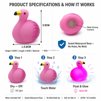 Jouet de bain en caoutchouc LED flamant rose lumineux, jouet de bain en plastique clignotant et flottant, animal lumineux en vinyle avec lumières colorées