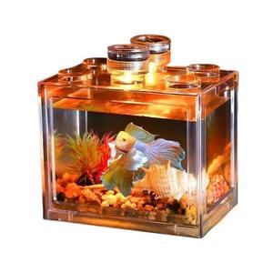 Internet celebrosa piccola vasca di pesce blocchi di costruzione di ornamenti paesaggistici ecologici in vetro <span class=keywords><strong>acquario</strong></span> tartaruga insetto animale domestico - Product Image 5