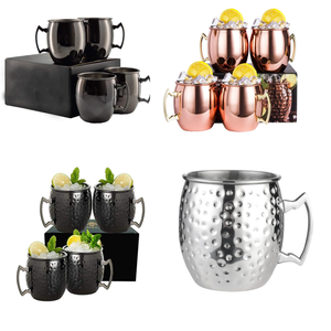 Tazza Moscow Mule in Rame Martellato <span class=keywords><strong>Oro</strong></span> <span class=keywords><strong>Nero</strong></span> da 500ml (16oz) in Acciaio Inossidabile 304 per Caffè Puro, per France Ocean 5 Velebitsko - Product Image 5