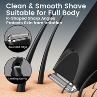 Tondeuse Électrique Rechargeable pour Poils Corporels Masculins avec 4 Guides de Coupe – Rasage Lisse pour Jambes, Poitrine, Aisselles – Utilisation en Camping-Car, Voiture, Maison