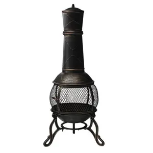 钢制室外烟囱壁炉2年旋转烧烤木炭烤架快速烧烤天井消防烟囱黑色