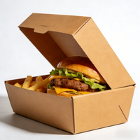 Pochettes en carton ondulé biodégradables personnalisées, écologiques, imprimées avec logo, pour hamburgers, frites et plats rapides