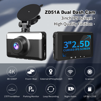 Caméra de tableau de bord 4K avant et arrière avec contrôle de l'application WIFI Enregistreur de voiture à 170 angles Boîte noire étanche pour voiture Bmw DVR ZD51A + HW