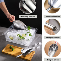 Pelle à glace en acier inoxydable LIHONG 6 OZ pour cuisine, bar, fête, mariage – Cuillère à glace métallique écologique et polyvalente