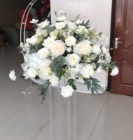 Hochzeits-Blumenball-Arrangement Handgefertigtes Hochzeits-Tischgesteck Künstliche Rot-Weiße Rosen-Blumenbälle
