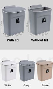 Wall Hanging <b>Plastic</b> Waste Bin <b>Kitchen</b> Wall-mounted Trash Can with Lid - Product Image 3