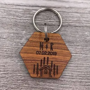 Personality Customized Carving Wooden Keychains Diy Custom Letter Words Number Diamond Pendant Keychain For Friend Gifts Hotel