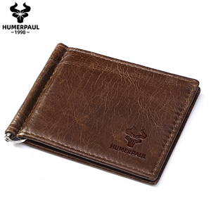 HUMERPAUL-tarjetero de cuero genuino delgado con abrazadera para dinero, tarjetero plegable - Product Image 2