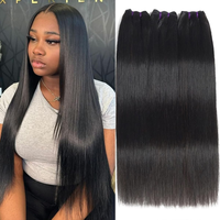 Extensions de Cheveux Humains Vierges Naturels Noirs 1B, Lisses et Droits, en Gros pour Usines