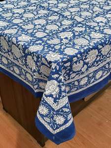 Trending Wholesale 60x90 Inch Handmade Block Printed Cotton Floral <b>Table</b> Cloth Full Size Cover for Wedding and Party <b>Occasions</b> - Product Image 5