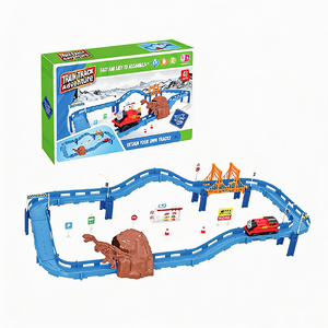 Ensemble de train électrique d'aventure DIY 82 pièces avec son et lumière, locomotive et véhicules pour enfants, jeu de simulation de scène de circulation - Product Image 3