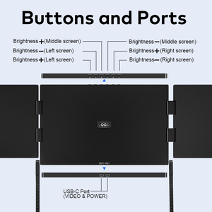 Business Trading 15.6 Inch 1080P 16:9 New Horizontal Quad Portable Monitor One Cable <b>USB</b> C Triple Screen Laptop <b>Extender</b> - Product Image 5