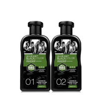 Teinture capillaire semi-permanente à base de plantes, shampooing capillaire noir de riz pour cheveux blancs, Chine, couvre 100% des cheveux blancs, crème de rebondissement, 200 ml + 200 ml
