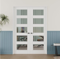 Porte Shaker moderne en panneau de bois massif avec placage en dalle, âme pleine et verre miroir