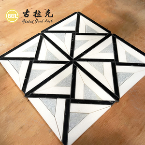 Mosaico de Mármol Azul <span class=keywords><strong>Celeste</strong></span> con Blanco y Negro en Forma Cuadrada Clásica para Diseño de Interiores de Restaurantes y Tiendas - Product Image 5