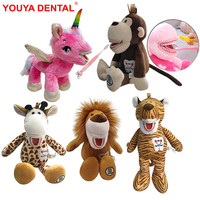 YOUYA DENTAL Modèle de dents en peluche, brosse à dents, animal en peluche pour enfants, poupée dentiste douce, cadeau licorne lion