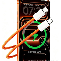 Kabel Pengisi Daya USB C ke USB C 60W Grosir Pabrik 1M dengan Kemasan Kotak Warna Oranye Kabel Data