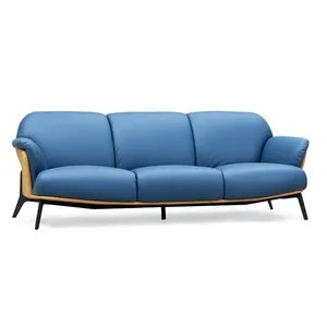 Foshan supplier modern china leather blue color office furniture visitor waiting lounge leisure sofa set