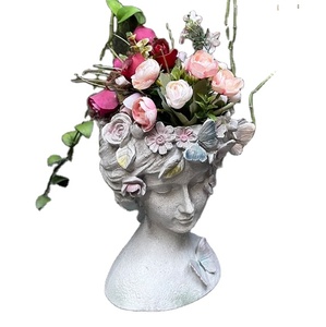 Ornements décoratifs européens créatifs pour la maison Vase de coiffure en forme de fleur Tête de déesse pouvant être plantée en résine artisanale - Product Image 5