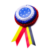 Célébration Cérémonie de remise des diplômes Ruban de dentelle imprimé en fer blanc Rosettes roses Rubans Awards Pin Badge Ruban plissé Forrosette