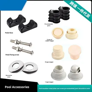 Accessoires pour rampes <span class=keywords><strong>de</strong></span> <span class=keywords><strong>piscine</strong></span> : Cache <span class=keywords><strong>d</strong></span>écoratif en acier inoxydable 304, vis <span class=keywords><strong>de</strong></span> fixation, embout en caoutchouc, patin <span class=keywords><strong>de</strong></span> <span class=keywords><strong>pied</strong></span> en plastique - Product Image 4