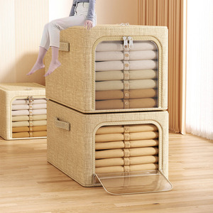 Clothing Organizer Storage <b>Box</b> Rectangle <b>Foldable</b> Fabric Solid Color Home Use - Product Image 3