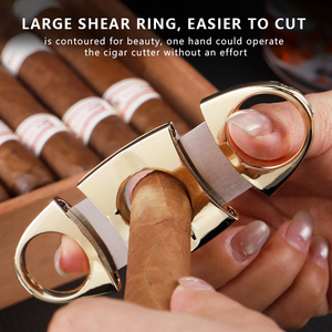 Venta caliente Premium Gold Cigar Cutter Custom Acero inoxidable <span class=keywords><strong>Cortador</strong></span> <span class=keywords><strong>De</strong></span> <span class=keywords><strong>Puros</strong></span> Double Blade Sigar Cutter para ventas al por mayor - Product Image 3