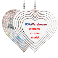 Taille personnalisée Sublimation Wind Spinner Blanks Usa Warehouse Carillon en aluminium Alimenté par le vent Sculpture cinétique Spinner Suspension Garniture
