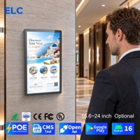 Affichage numérique mural de 15,6 à 24 pouces, Android 16, 1920*1080, 400 nits, Ethernet Gigabit pour la promotion hôtelière et les voyages