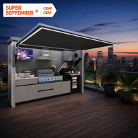 Isla de Cocina Exterior de Lujo Resistente a la Intemperie con Estación de Barbacoa a Gas y Parrilla Ahumadora para Terraza Urbana