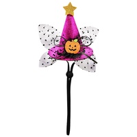 Chapeau d'Halloween mignon et stylé en forme de tête de citrouille pour chiens et petits animaux, en polyester, dentelle et maille, motif uni, toutes saisons, pour fêtes