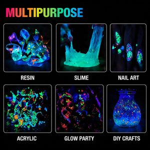 Polvere Fluorescente UV Colorata, Pigmento Luminoso al Neon Non Tossico ad Alta Luminosità per Resina Epossidica, Nail Art e Rivestimenti - Product Image 2