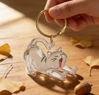 KM Sporty Kitten Cat Hair Pet Fur Cartoon Pattern Fireproof Hard-Wearing Transparent Acrylic Plastic Memory Keepsake Letterpress