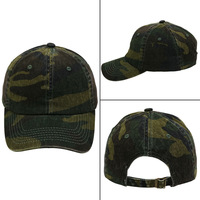 Cappellino da Baseball Personalizzato con Logo Ricamato in Stile Camouflage Forestale, Visiera Curva, 6 Pannelli, Non Strutturato, Modello Dad Hat