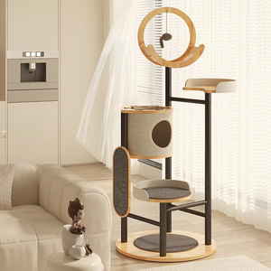 Grande tour pour chat en bois massif, style architectural, mobilier contemporain multi-étages pour l'escalade des chats - Product Image 4