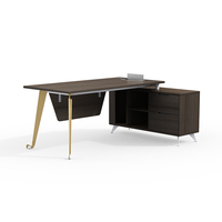 Bureau de direction en forme de L en acier moderne et luxueux Space United, mobilier de bureau contemporain pour PDG