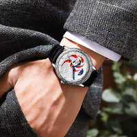 Nouvelle montre automatique étanche de haute qualité avec motif Koi en relief pour hommes, montre mécanique de luxe, mode et affaires, phase de lune