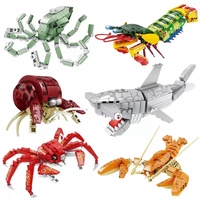 Juego de Bloques de Construcción Educativos ABS 6 en 1 Personalizados, Animales del Mundo Submarino, Juguete DIY con 50 Piezas para Edades de 5 a 13 Años