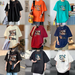 T-shirt vintage délavé à l'acide pour homme, logo personnalisé, effet vieilli, coton épais 100%, coupe oversize, style décontracté tricoté - Product Image 5