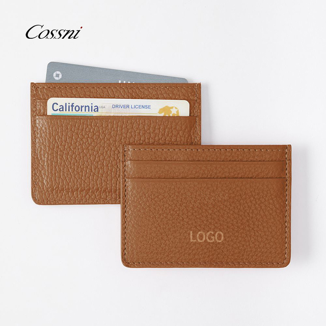 COSSNI Ultra-Thin Genuine Leather Card Holder, Unisex, Portable Business Style Card Holder, Custom Personalized Brand Logo
